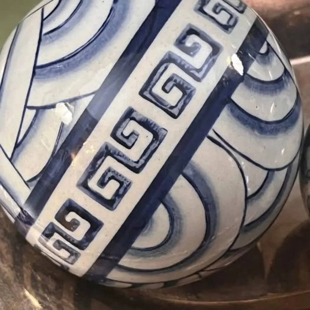 Chinoiserie Blue and White Ceramic Orbs - Grandmillennial Decor Bowl Fillers